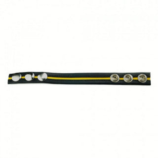 Prowler RED - 3-Snap Leather Cock Strap - Black/Yellow - Circus of Books