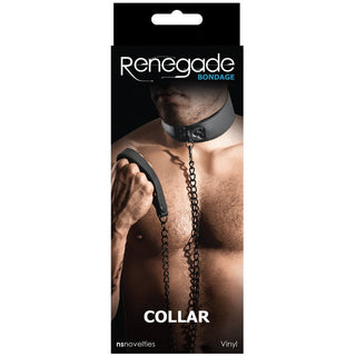 Renegade Bondage Vinyl Collar & Leash - Black - Circus of Books