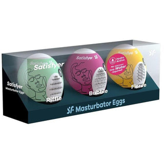 Satisfyer - Masturbator Egg 3 Pack Set (Riffle, Bubble, Fierce) - Circus of Books