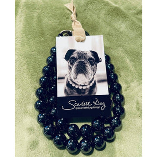 Scarlett Dog - Beaded Dog Necklace with 15mm Faux Black Pearl Beads - Circus of Books