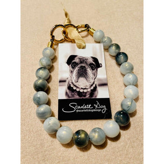 Scarlett Dog - Beaded Dog Necklace with 15mm Faux Marble Beads Gray - Circus of Books