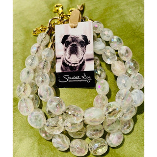 Scarlett Dog - Beaded Dog Necklace with 20mm Faux Faceted Opal Beads - Circus of Books