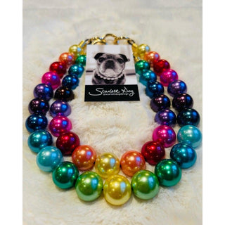 Scarlett Dog - Beaded Dog Necklace with 20mm Pearlized Pride Beads - Circus of Books