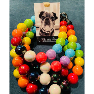 Scarlett Dog - Beaded Dog Necklace with 20mm Pride Aurora Borealis Beads - Circus of Books