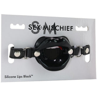 Sex and Mischief Silicone Lips Open Mouth Gag Black - Circus of Books