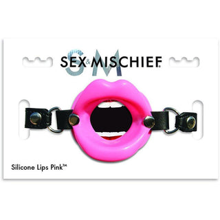 Sex and Mischief Silicone Lips Open Mouth Gag Pink - Circus of Books