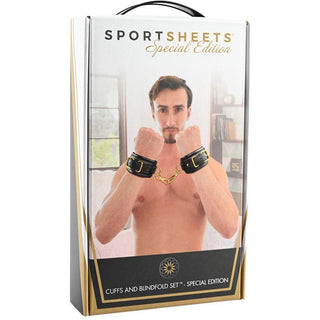 Sportsheets - Cuffs and Blindfold Set - Special Edition -Black/Gold - Circus of Books
