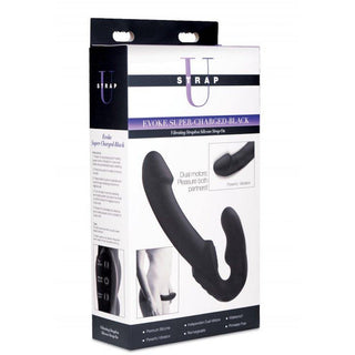 Strap U - Evoke Super Charged Rechargeable Silicone Vibrating Strapless Strap On - Black - Circus of Books