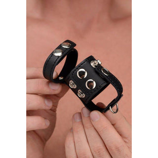 Strict - Cock Strap and Ball Stretcher Vegan Leather - Black - Circus of Books