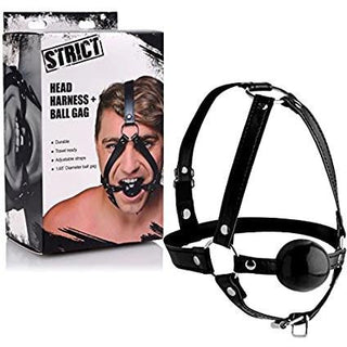 Strict - Head Harness with Ball Gag 1.65" - Circus of Books
