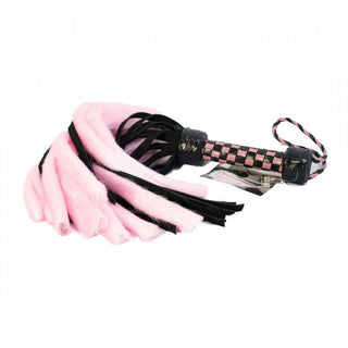 Suede and Fluff MINI Flogger - 18" - Pink/Black - Circus of Books