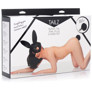 Tailz - Bunny Tail Anal Plug & Mask Set - Black - Circus of Books