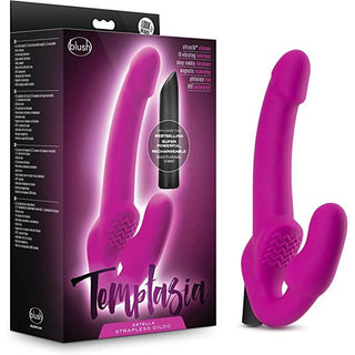 Temptasia - Estella Strapless Silicone Dildo with Rechargeable Bullet - Pink - Circus of Books