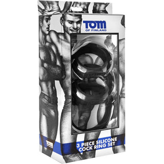 Tom of Finland - 3 Piece Silicone Cock Ring Set - Black - Circus of Books