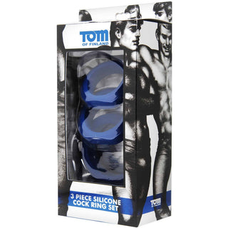 Tom of Finland - 3 Piece Silicone Cock Ring Set - Blue - Circus of Books
