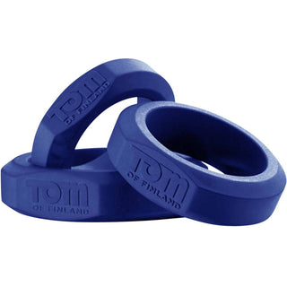Tom of Finland - 3 Piece Silicone Cock Ring Set - Blue - Circus of Books
