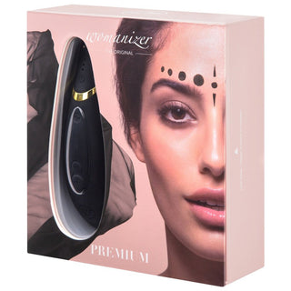 Womanizer Premium Rechargeable Waterproof Silicone Clitoral Stimulator Black/Gold - Circus of Books